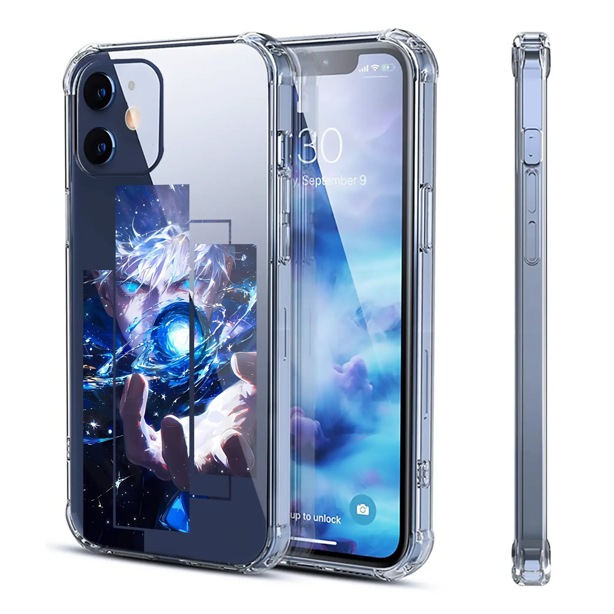 呪術廻戦 グッズ,五条 悟 - IPhone 12シリーズ対応 ・ 透明スマホケース ・ クリアソフトケース ・ TPU素材 ・ 耐衝撃 ・ 高密着 ・ 防汚 防指紋 ・ 簡単着脱